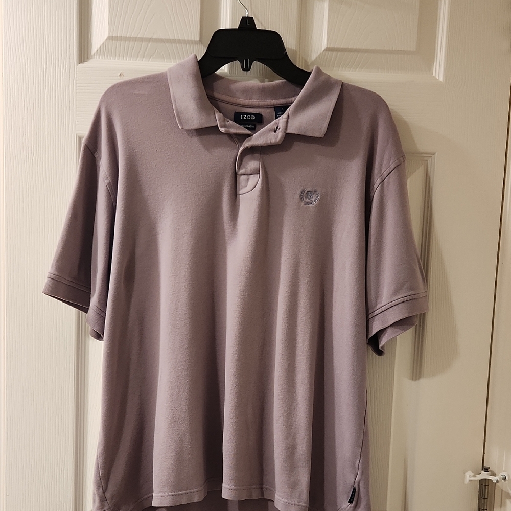 Izod Silkwash Purple Polo Shirt Classic 100% Cotton Men's Size L